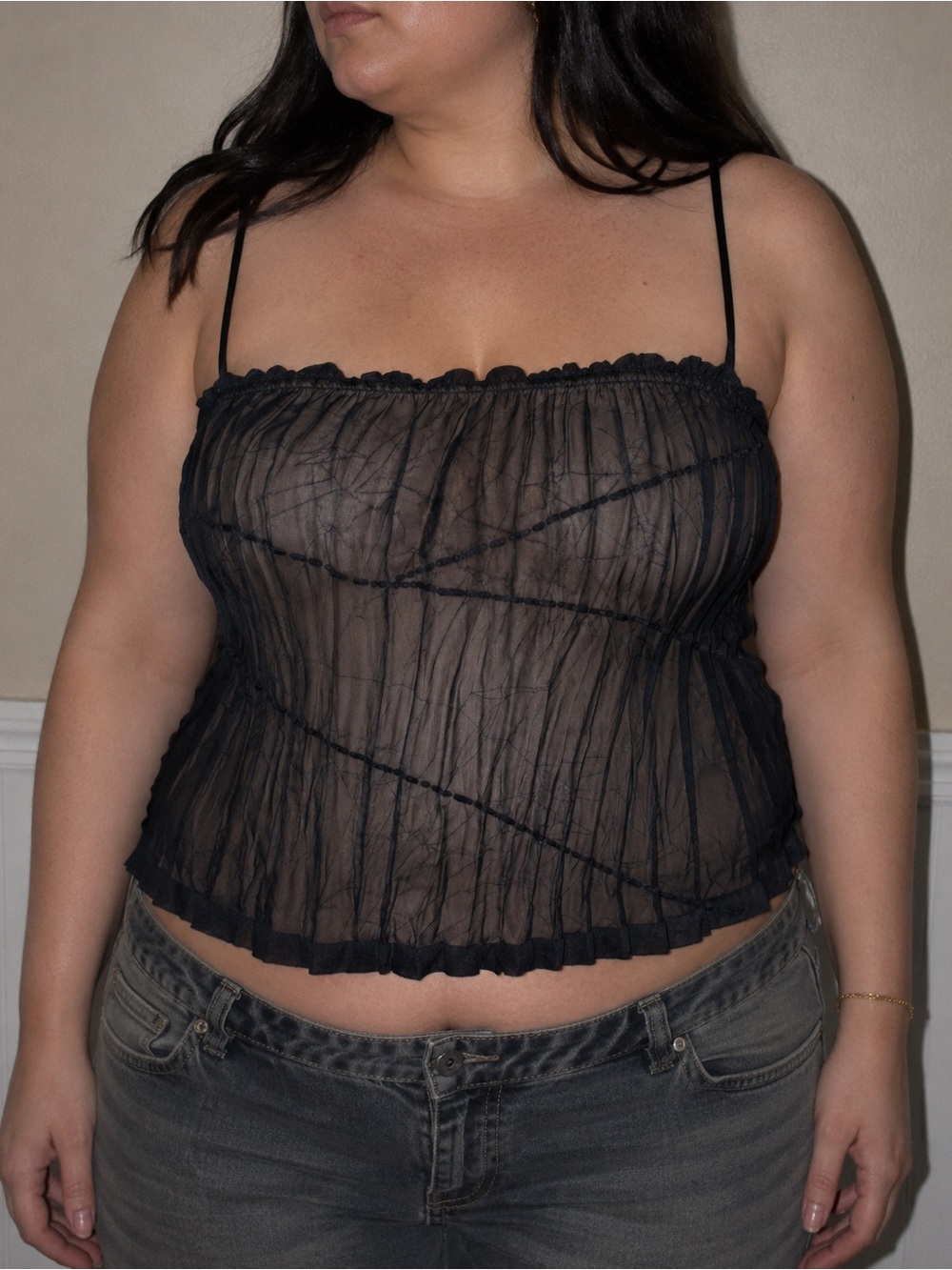 Vintage Deadstock Max studio Blue Sheer Silk Tank Top
